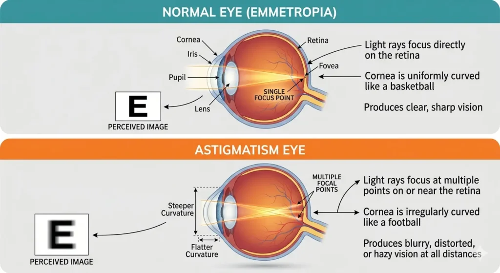 Astigmatism vs Normal Eye