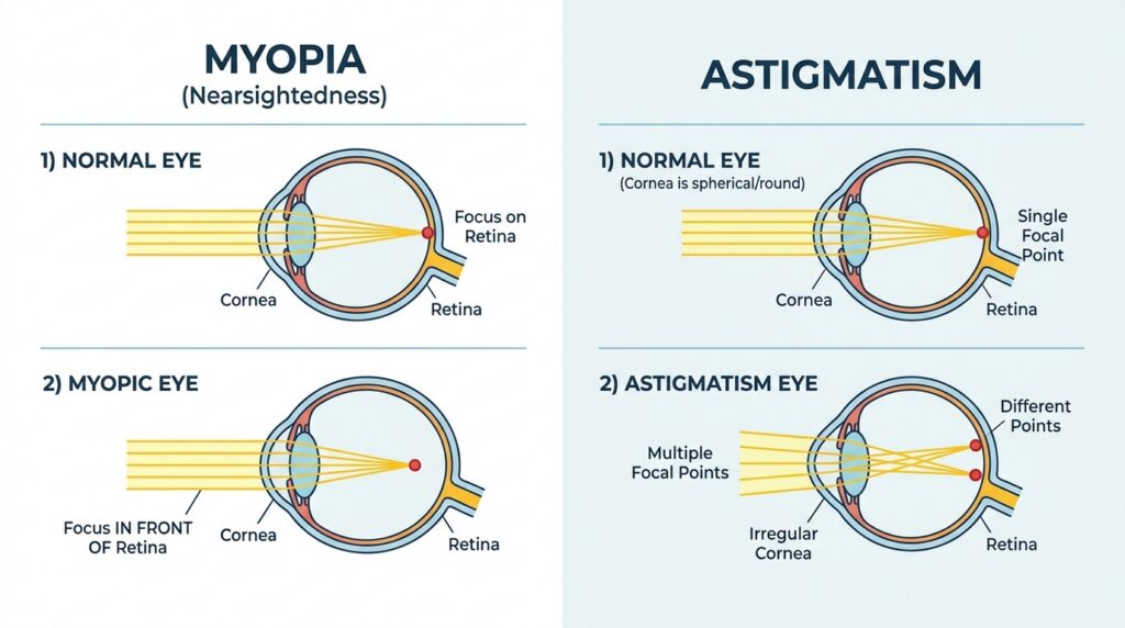 Astigmatism vs Nearsightedness